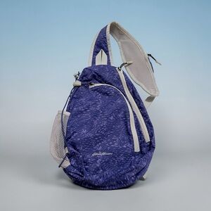 Eddie Bauer Purple Sling Backpack with Cream Trim